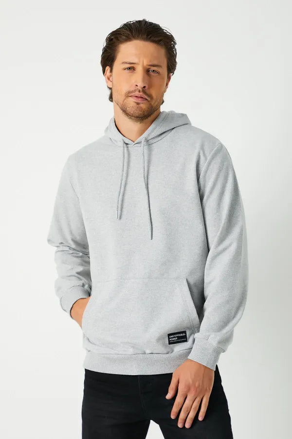 Metallic Grey Hooded Sweatshirt – Men's Kangaroo Pocket