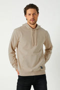 Metallic Beige Hooded Sweatshirt – Men's Kangaroo Pocket