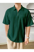 Men's Oversize Waffle Polo Zip Tee