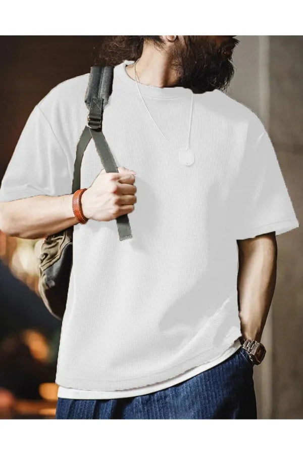 Men's Oversize Waffle Crew Neck Tee