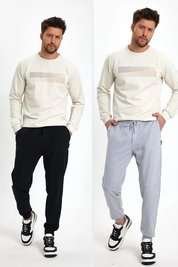 Men's 2-Pack Sweatpants – Black & Grey Elastic Leg Regular Fit
