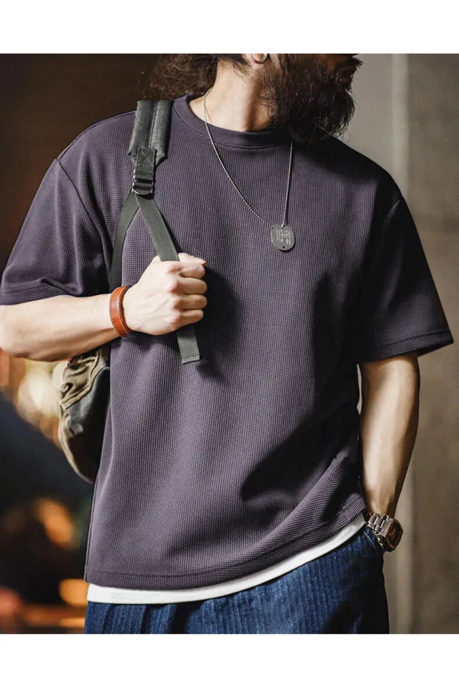 Men's Oversize Waffle Crew Neck Tee