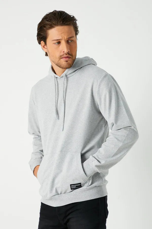 Metallic Grey Hooded Sweatshirt – Men's Kangaroo Pocket