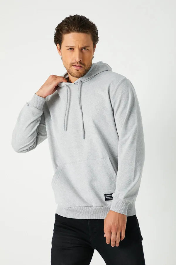 Metallic Grey Hooded Sweatshirt – Men's Kangaroo Pocket