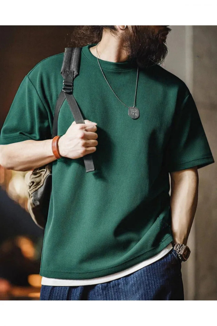 Men's Oversize Waffle Crew Neck Tee